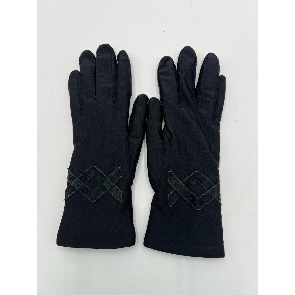 Vintage Thinsulate Insulated Black Winter‎ Gloves Suede Grip One Size
